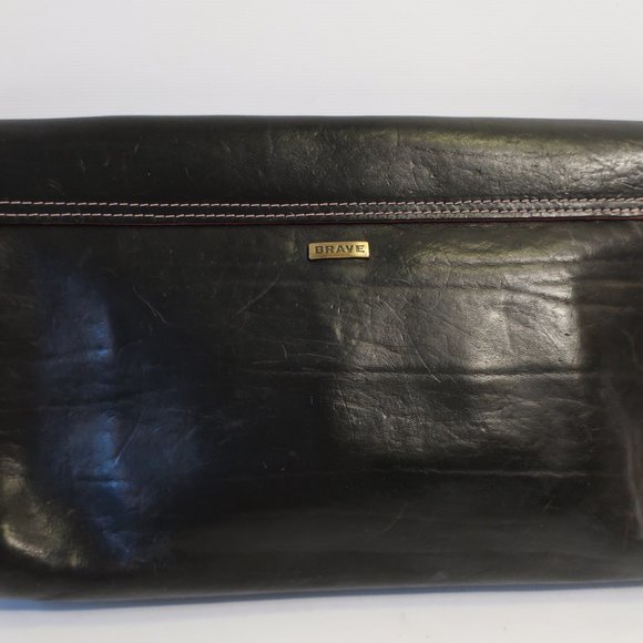 Womens Brave Black Die-Cut Salvage Skull Image Leather Clutch Bag * - Picture 7 of 10